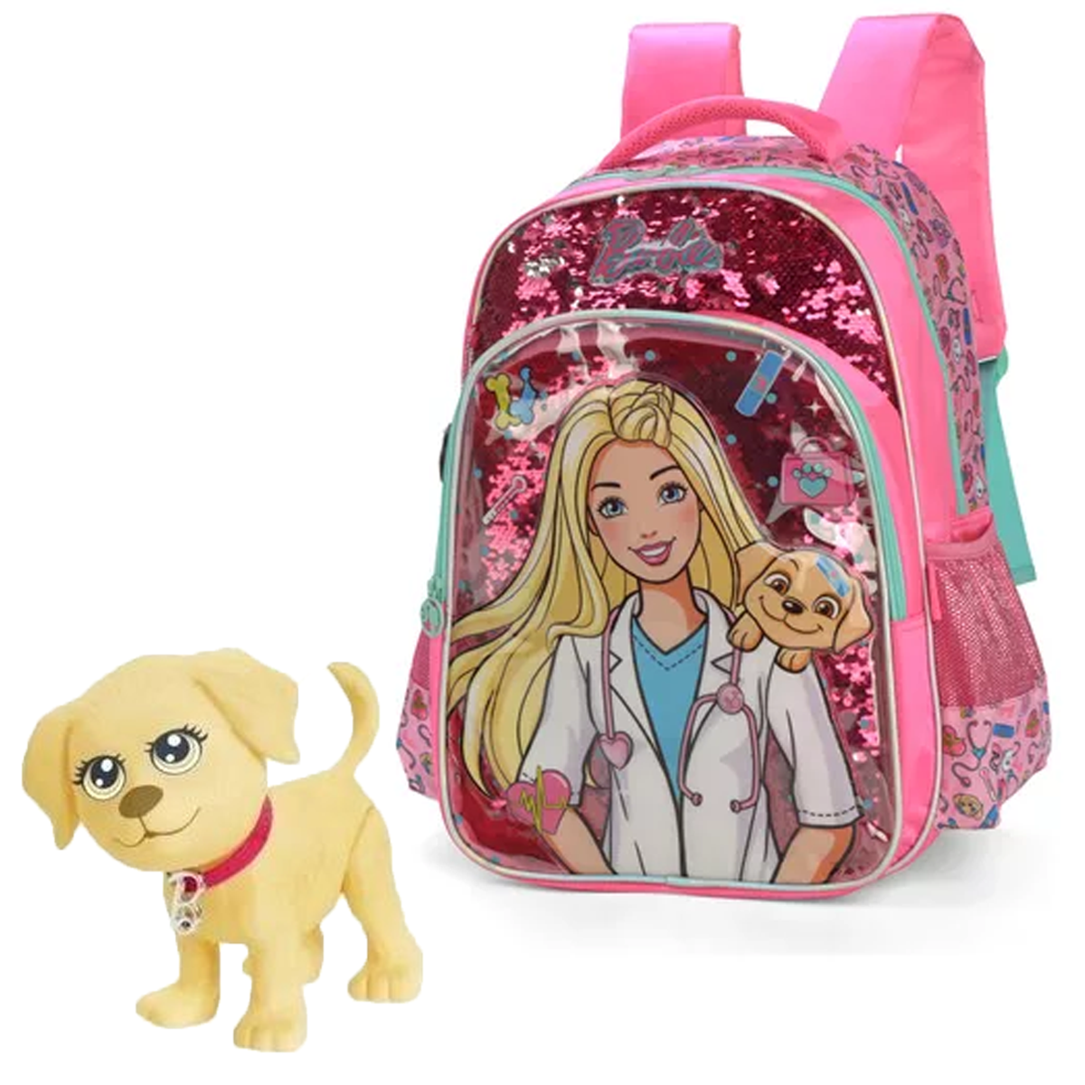 Mochila Barbie Veterinaria Rosa C/ Cachorrinho- Luxcel