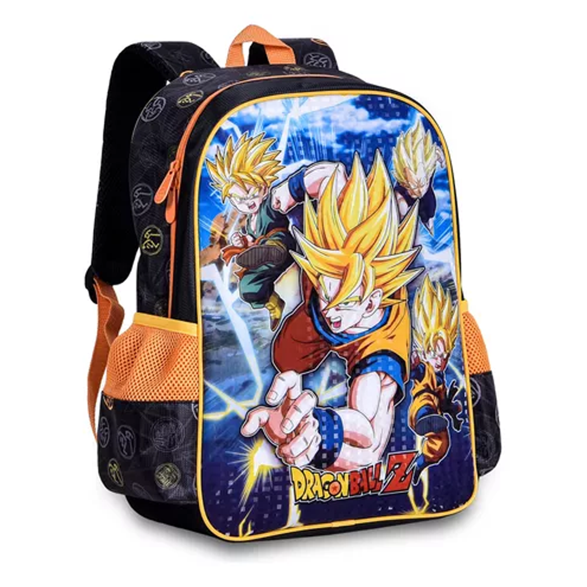 Mochila Costas Dragon Ball Grande Laranja e Preta