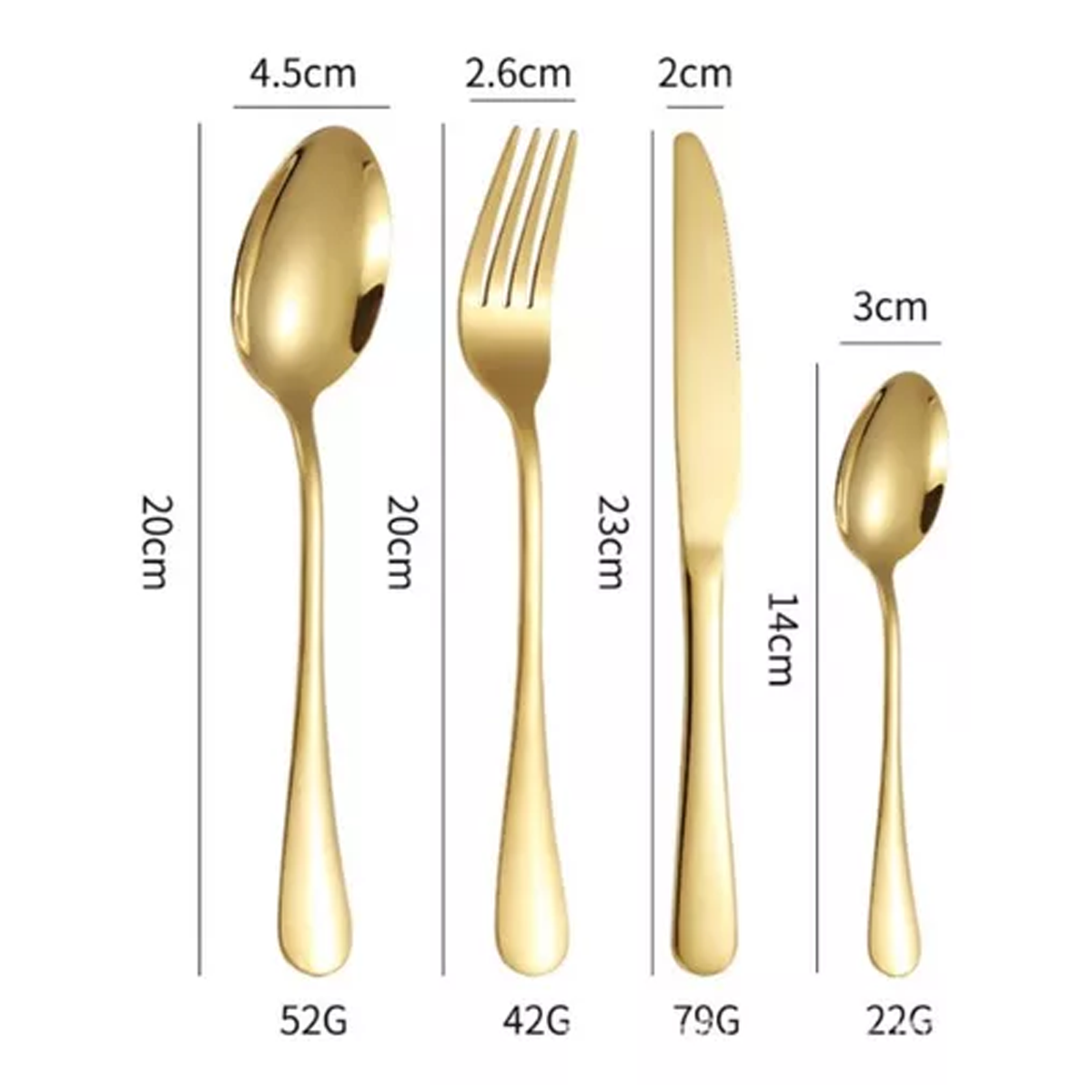 Kit Talheres Dourado Linha Inglaterra 25 Peças KeHome - Imagem 3
