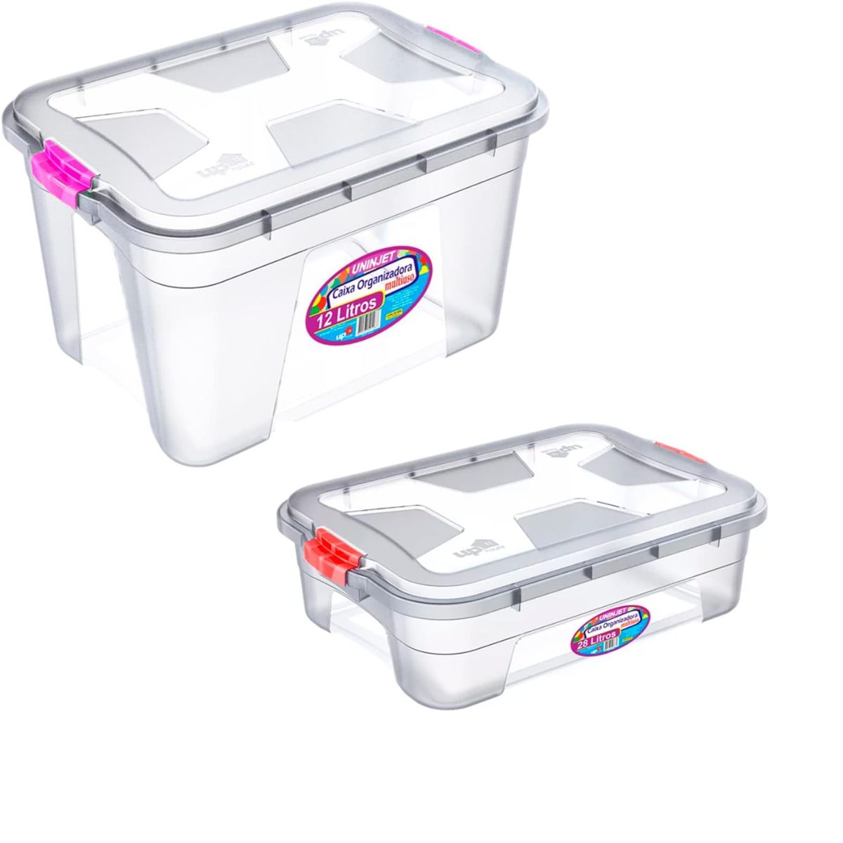 Kit 2 Caixas Organizadoras Transparente 28L e 30L Uninjet