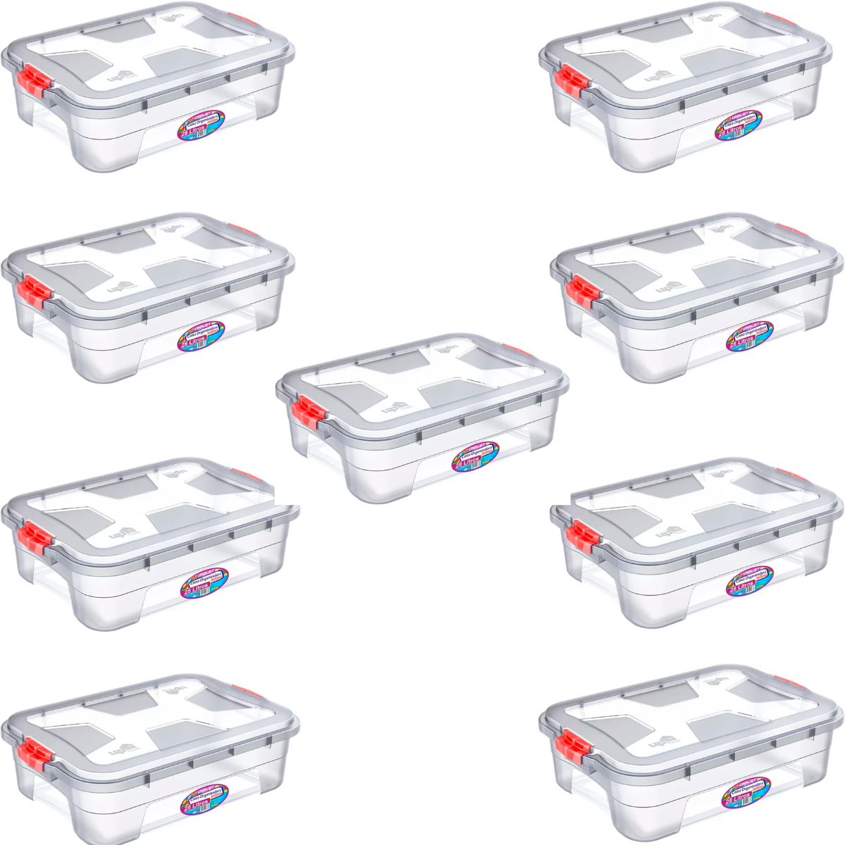 Kit 9 Caixas Organizadoras Transparente 28Litros Uninjet