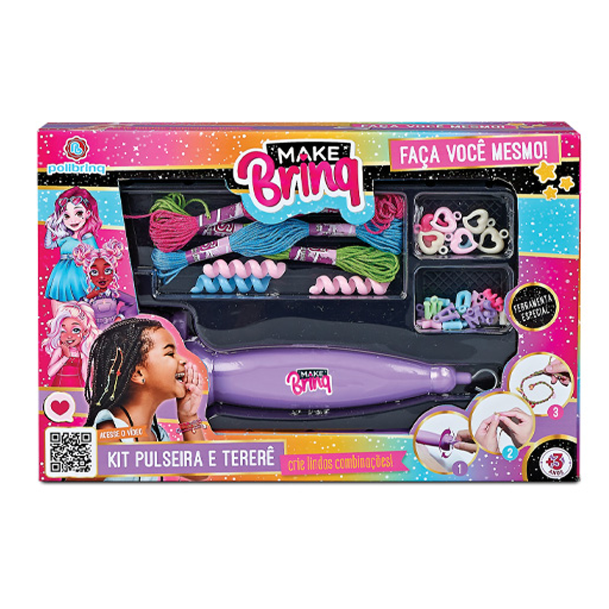 Kit Pulseira e Terere Com Maquina Linha e Acessorios Polibrinq