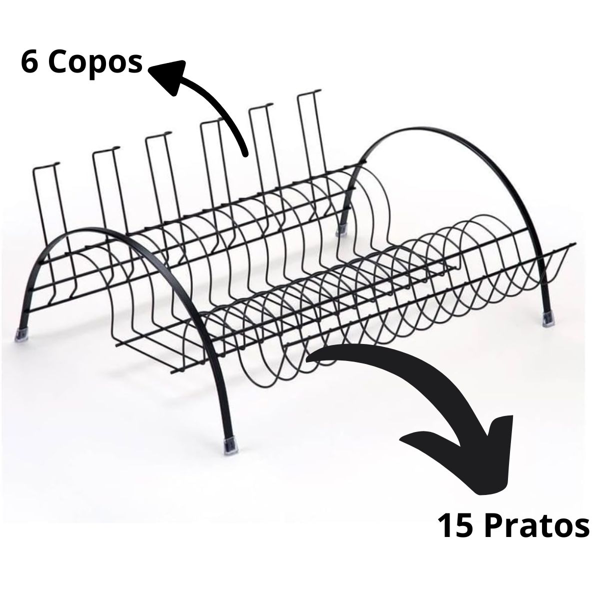 Escorredor de Louça Arthi Black 2505 - 15 Pratos - Imagem 2