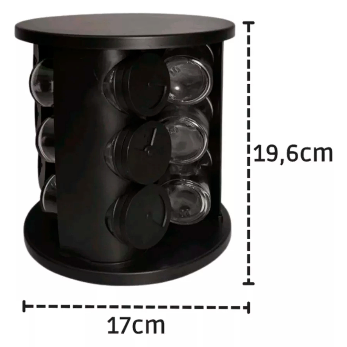Porta Tempero e Condimento Giratorio 12 Peças Preto Belakasa - Imagem 5